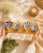 Royal Blue Leaf Platter Set of 4