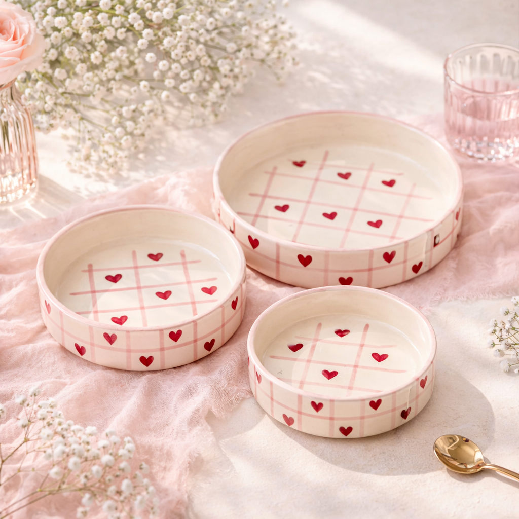 Sweetheart Check Trio Bowls