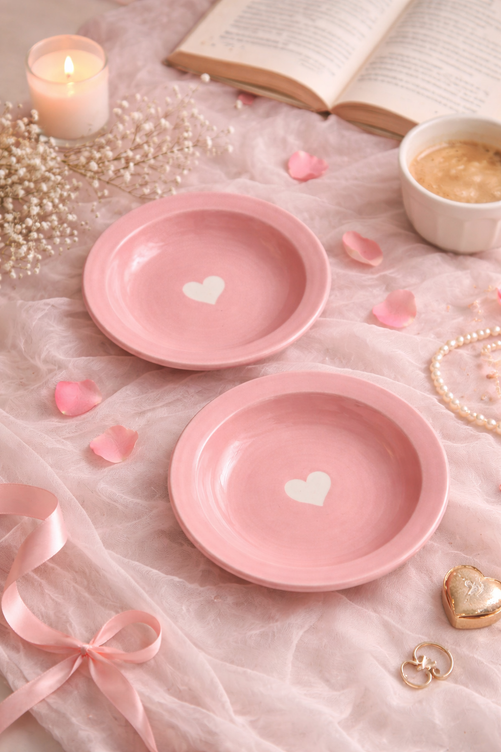 Pink Heart Pasta Plate