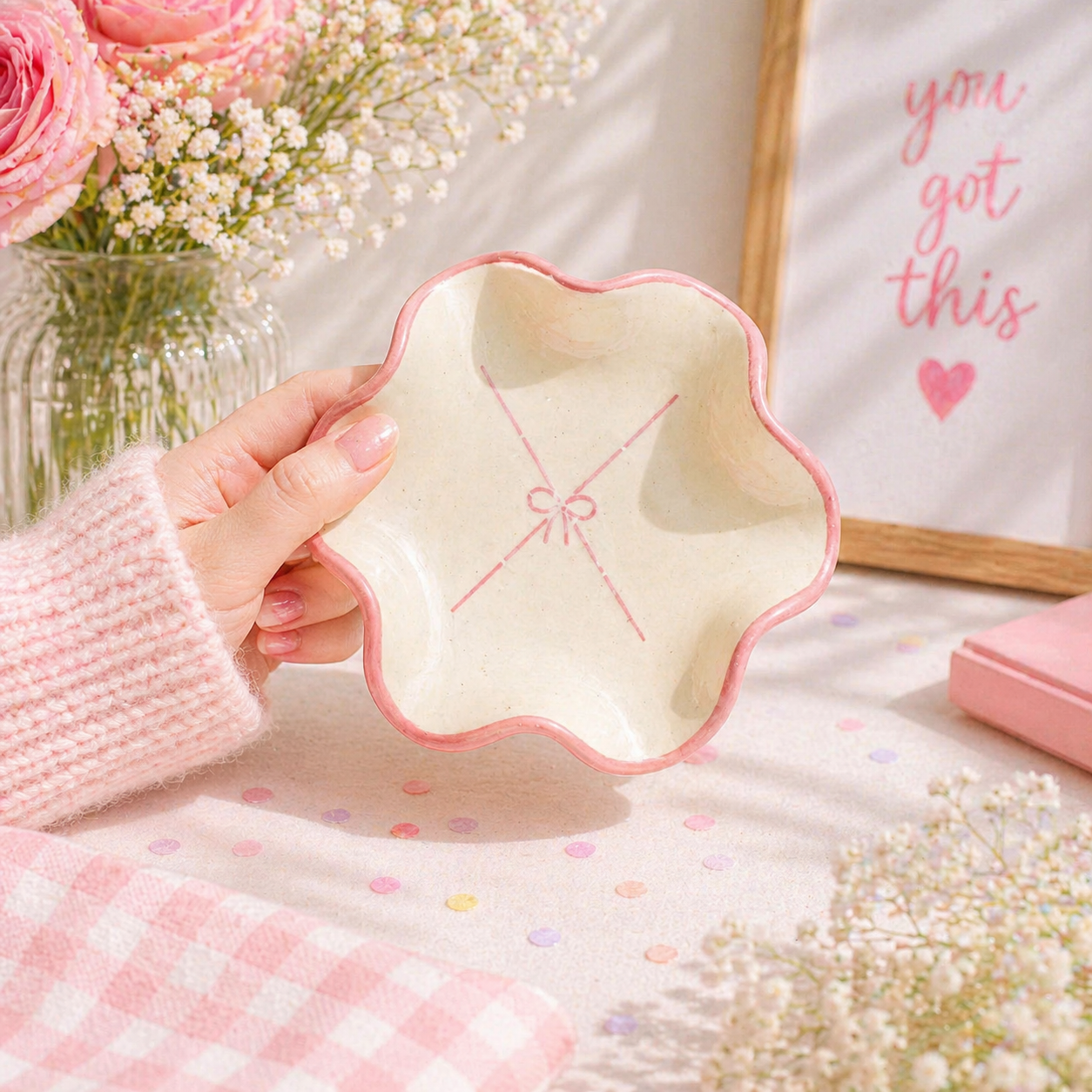 Blush Bow Mug & Coaster Set