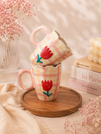 Pink Gingham Tulip Mug