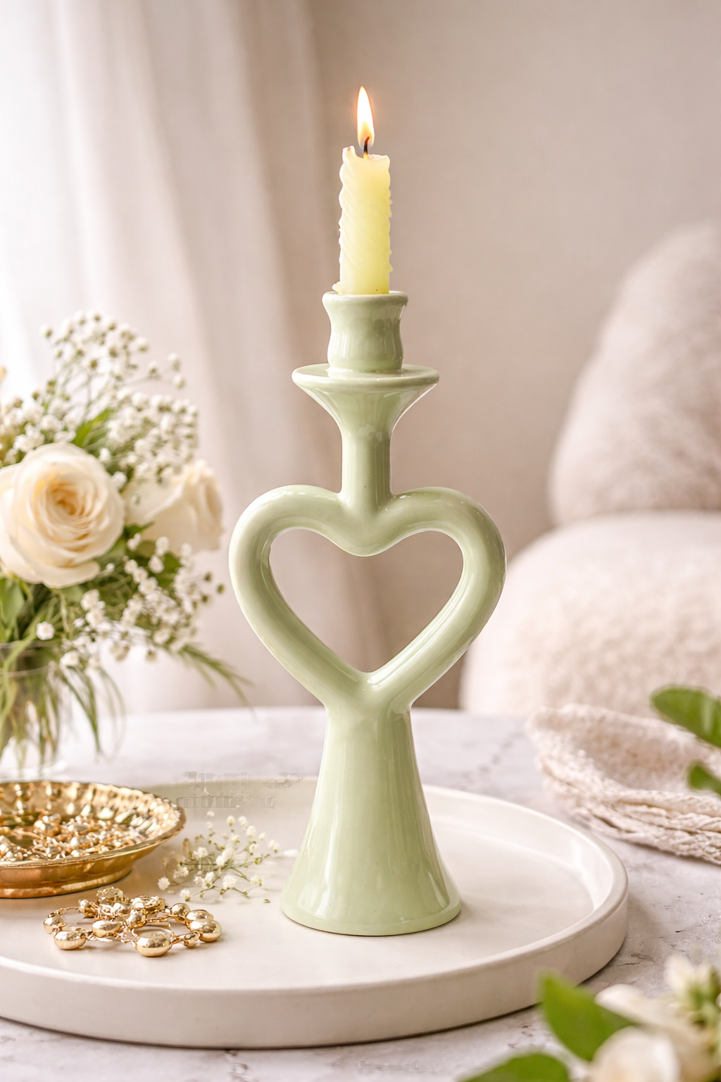 Mint Love Loop Candle Holder