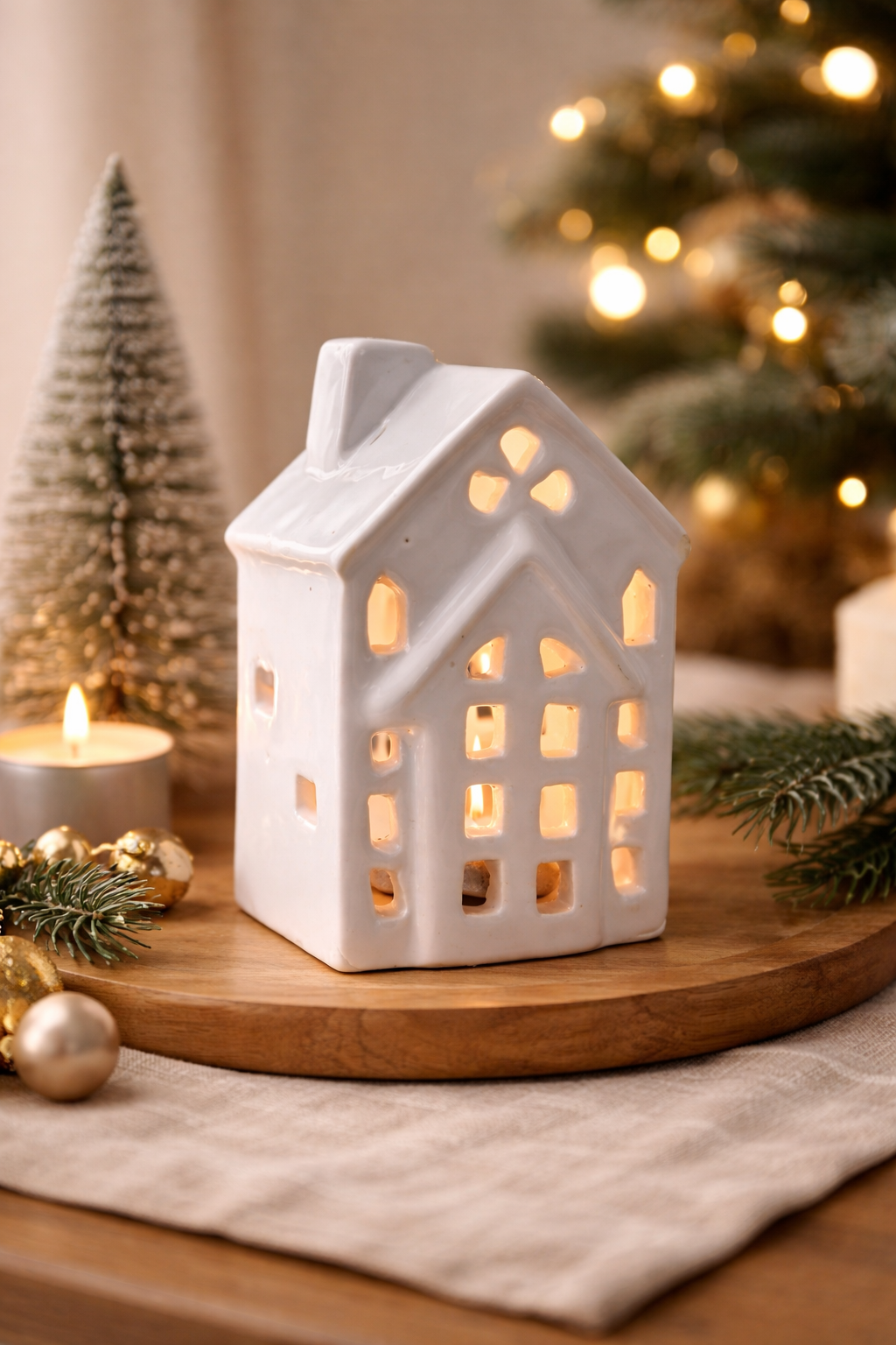 Snow Cottage Candle Holder - Small