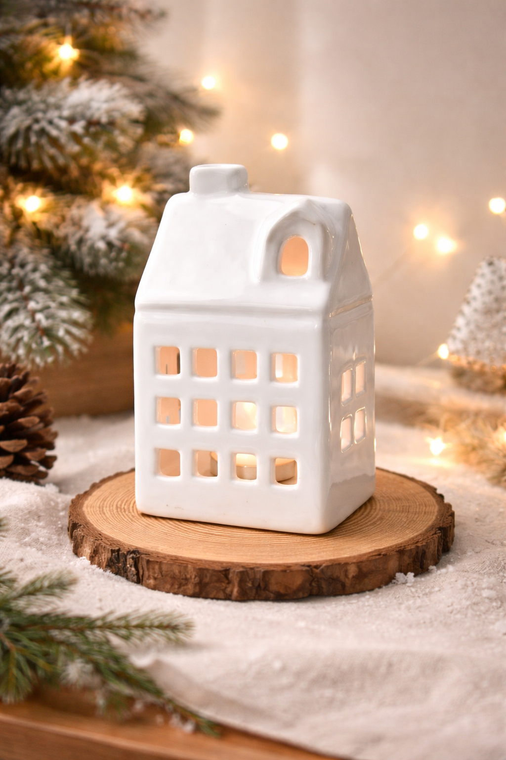 Snow Cottage Candle Holder - Medium