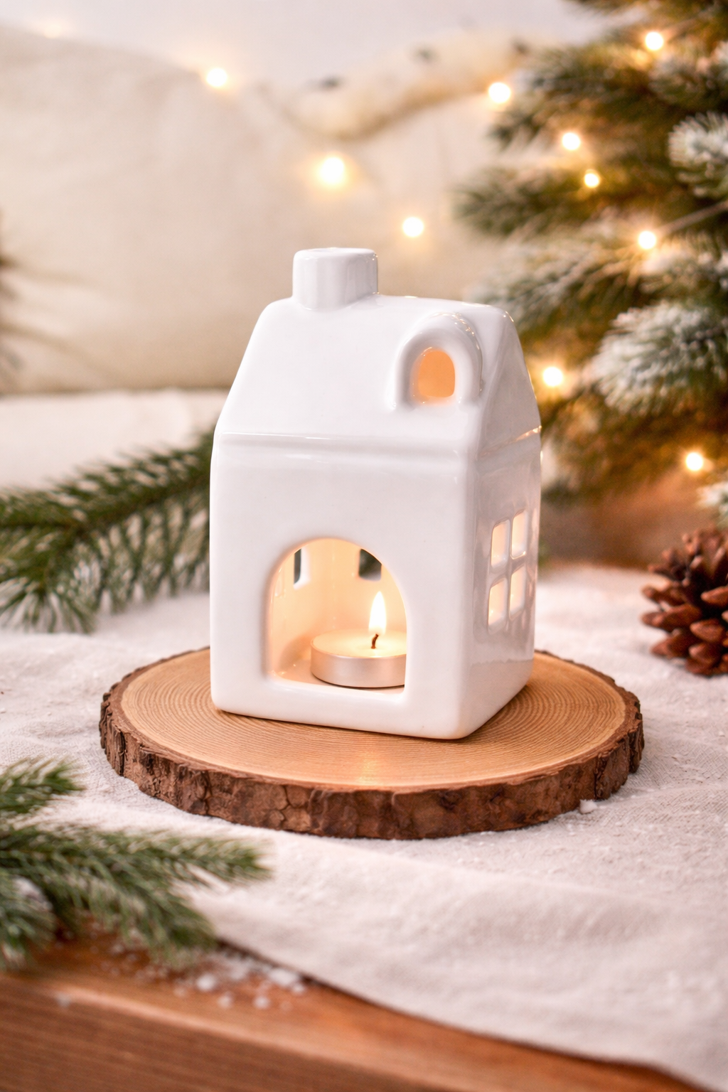 Snow Cottage Candle Holder - Medium