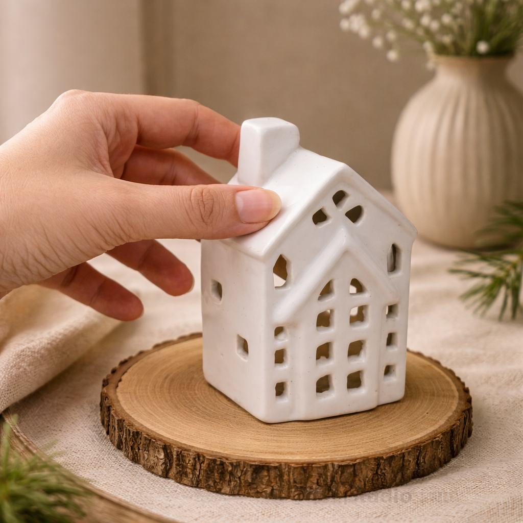 Snow Cottage Candle Holder - Small