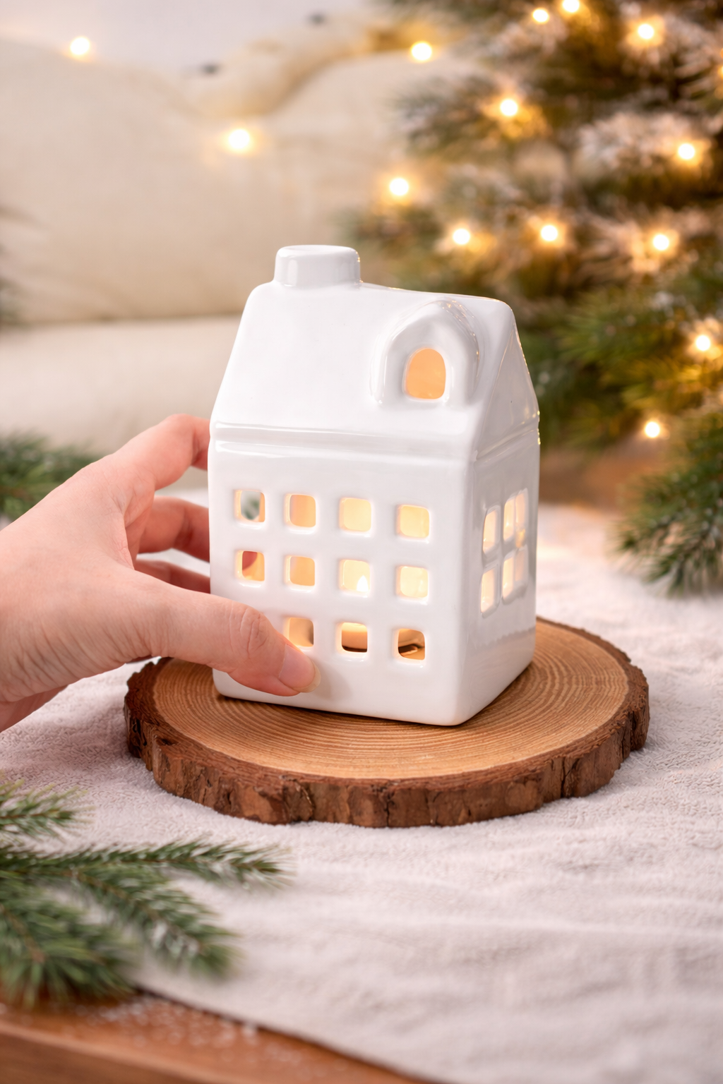 Snow Cottage Candle Holder - Medium