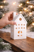 Snow Cottage Candle Holder - Large