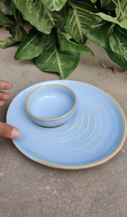 Blue Petal Plate and Bowl Combo