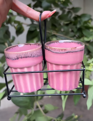 Pink Sandstone Cup Set Of 2