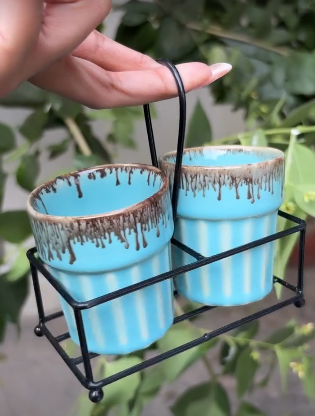 Blue Sandstone Cup set Of 2
