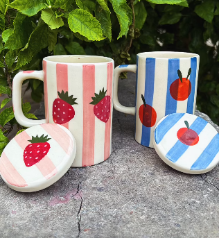 Strawberry & Orange Lid Mugs