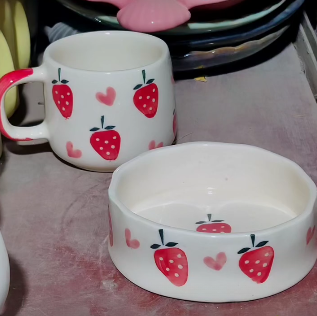 Strawberry Cup + Bowl Set