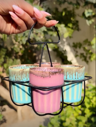 Set Of 4 Glasses+ Stand