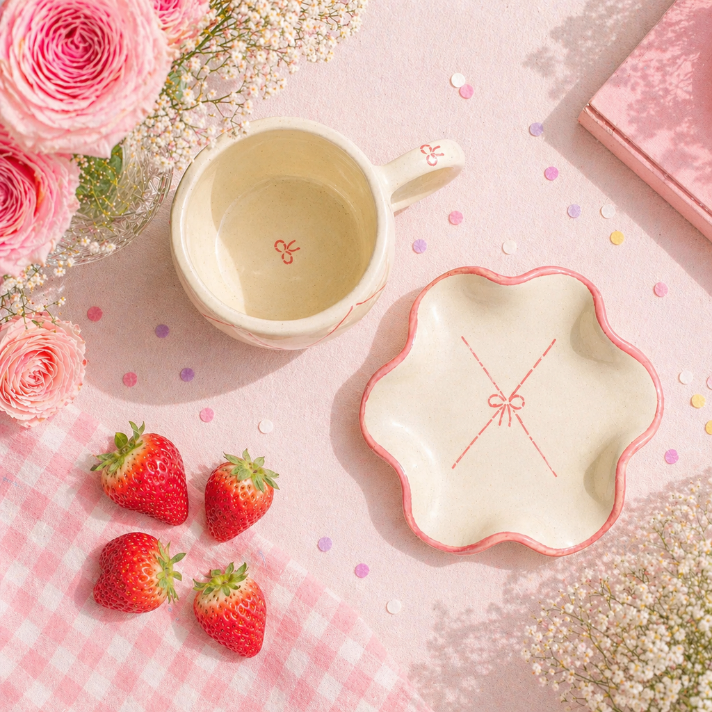 Blush Bow Mug & Coaster Set