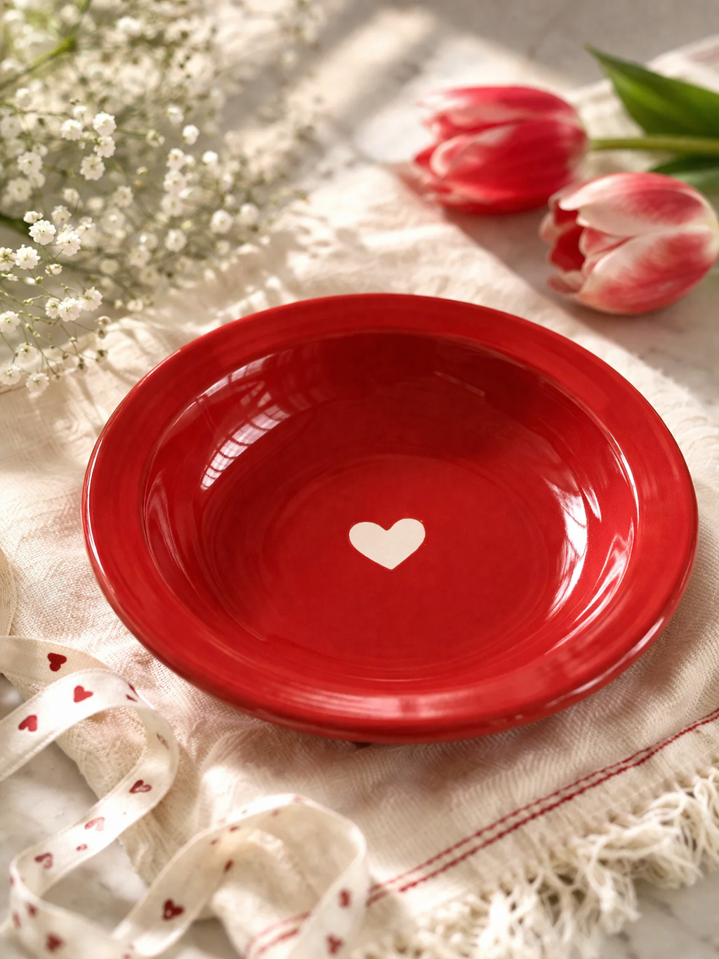 Red Heart Pasta Plate