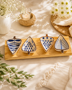 Royal Blue Leaf Platter Set of 4