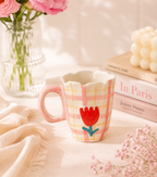 Pink Gingham Tulip Mug